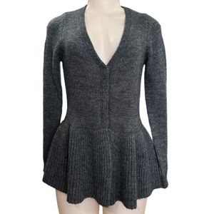 Zara Knit Cardigan Sweater Medium Grey Peplum Sweater